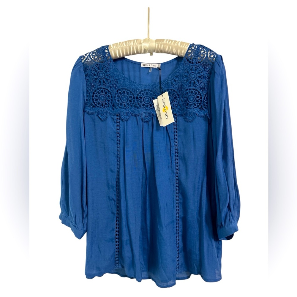 Figueroa & Flower NWT 2 Piece Blue Boho Tunic Size Large